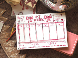 A4 Pink Bows "Weekly Planner" Pad