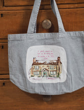 Load image into Gallery viewer, Luxury Vintage Washed Denim Tote ‘The Holiday Cottage’