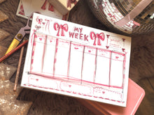 Load image into Gallery viewer, A4 Pink Bows &quot;Weekly Planner&quot; Pad
