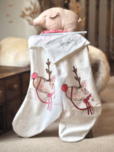 Load image into Gallery viewer, The ‘Pink Reindeer’ Velvet Stocking