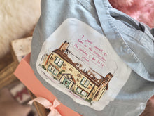 Load image into Gallery viewer, Luxury Vintage Washed Denim Tote ‘The Holiday Cottage’