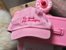 Load image into Gallery viewer, The Luxury Embroidered Washed Pink ‘The Small Joys Are Everything’ Cap