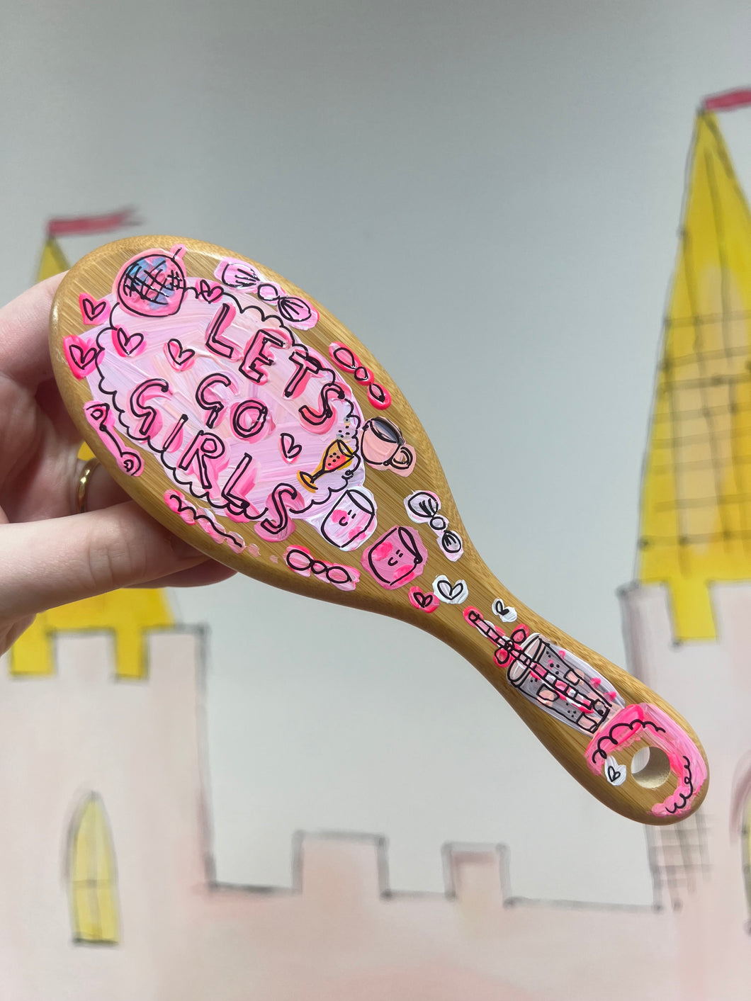 Hand Painted Wooden Hair Brush 