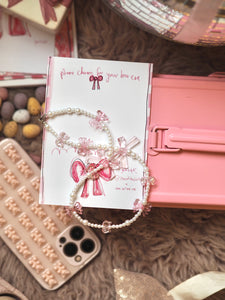 Pink Bows & Pearls Necklace/ Phone Charm