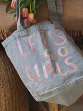 Load image into Gallery viewer, Luxury Vintage Washed Blue Denim Tote ‘Let’s Go Girls’