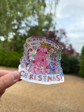 Load image into Gallery viewer, ‘Always Thinking About Christmas’ Pink Tree Glitter Super Cute Sticker