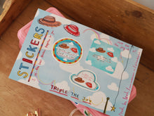Load image into Gallery viewer, Vinyl ‘Clouds & Hats’ Design Trio Of Stickers