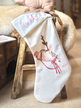 Load image into Gallery viewer, The ‘Pink Reindeer’ Velvet Stocking