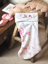 Load image into Gallery viewer, ‘All The Bows’ Velvet Stocking