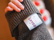 Load image into Gallery viewer, Pair of sew in fabric labels ‘So Very Loved’ x ‘Bunnies’