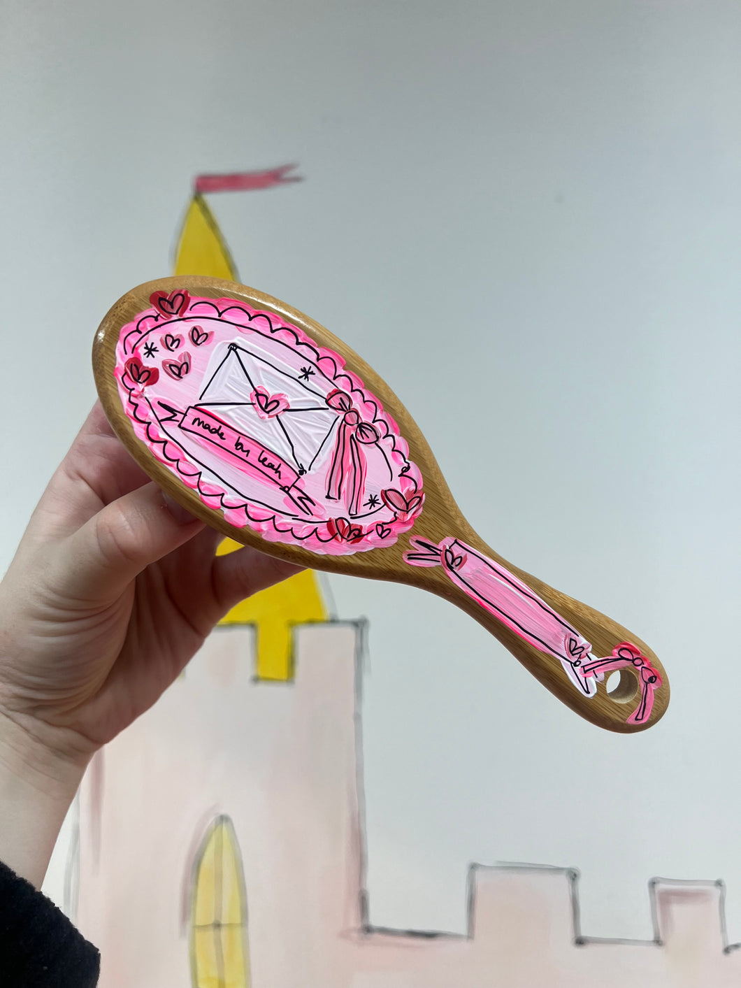 Hand Painted Wooden Hair Brush 