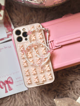 Load image into Gallery viewer, Pink Bows &amp; Pearls Necklace/ Phone Charm
