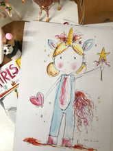 Load image into Gallery viewer, Girl Dressed As A Unicorn Art Print