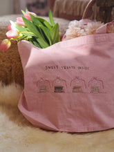 Load image into Gallery viewer, Luxury Vintage Washed Pink Tote ‘Cookies- Sweet Treats Inside’
