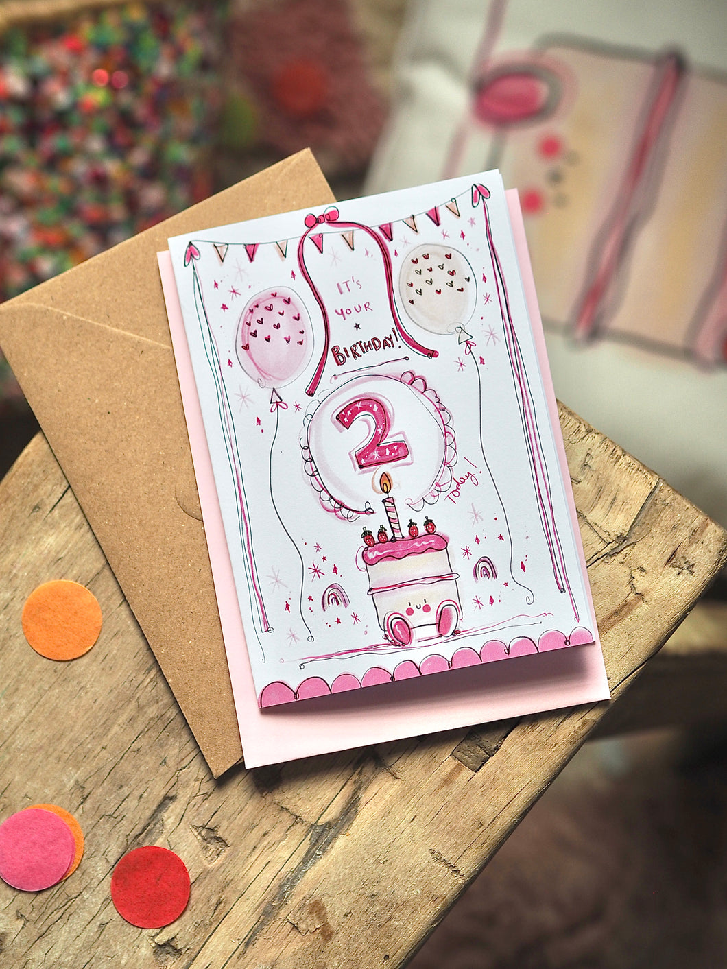 Cute Pink Cake Age Greeting Card
