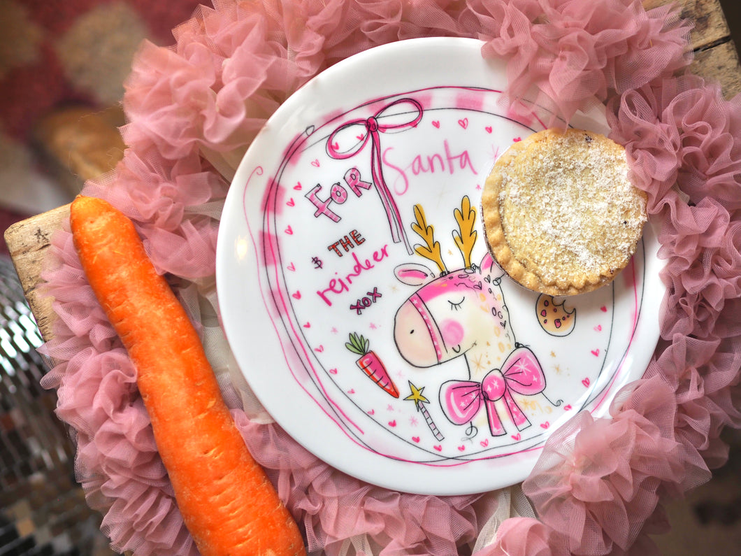 Luxury Pink Christmas Eve Ceramic Plate