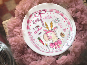 Luxury Pink Christmas Eve Ceramic Plate