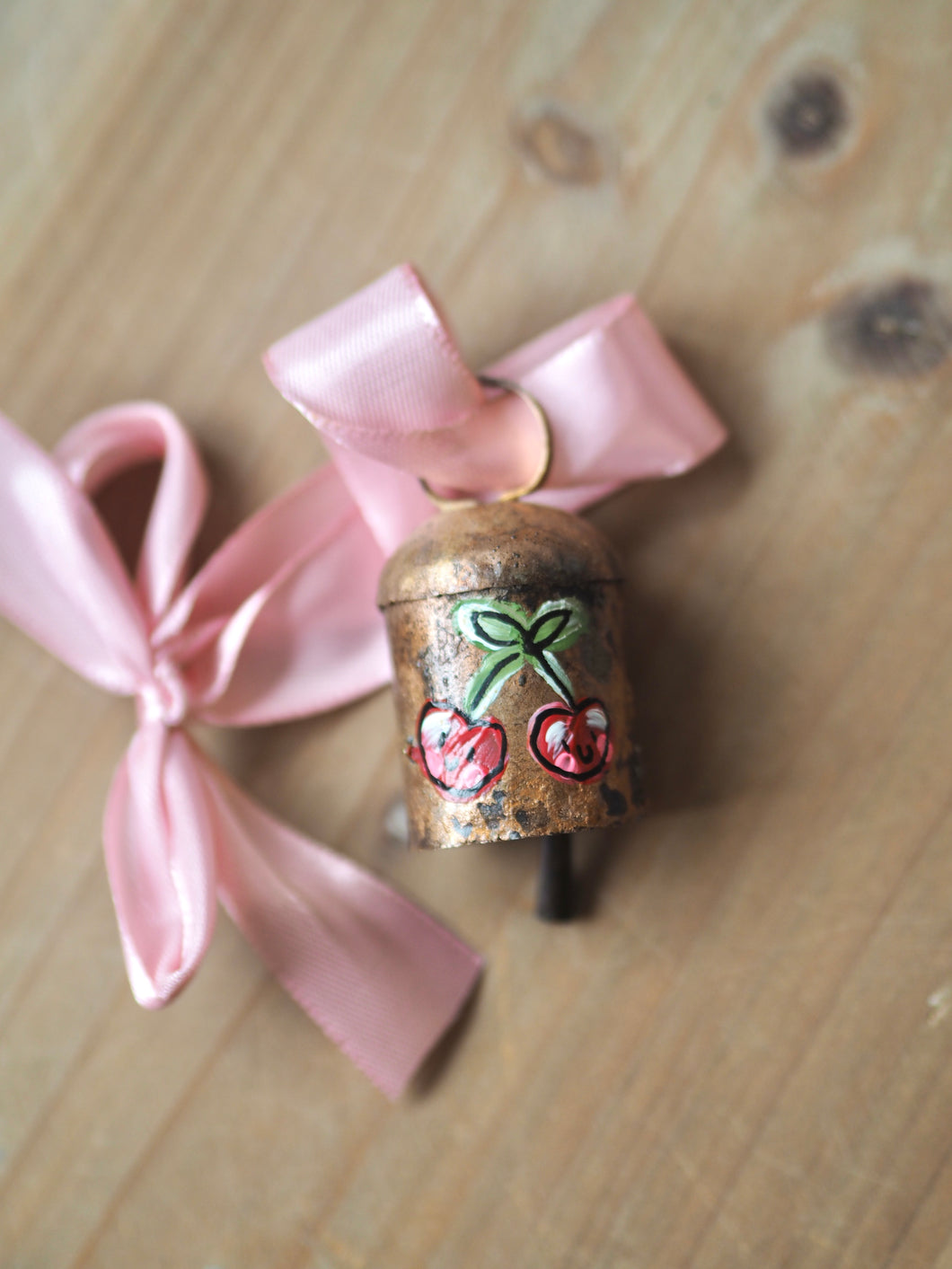 Hand Painted Dinky Brass Bell ‘Happy Cherries’