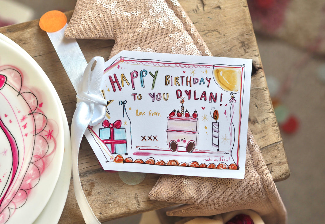 Personalised Colourful Cake Gift Tag