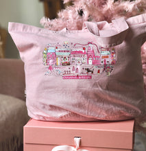 Load image into Gallery viewer, Luxury Vintage Washed Pink Tote ‘The Cutie Christmas Village’
