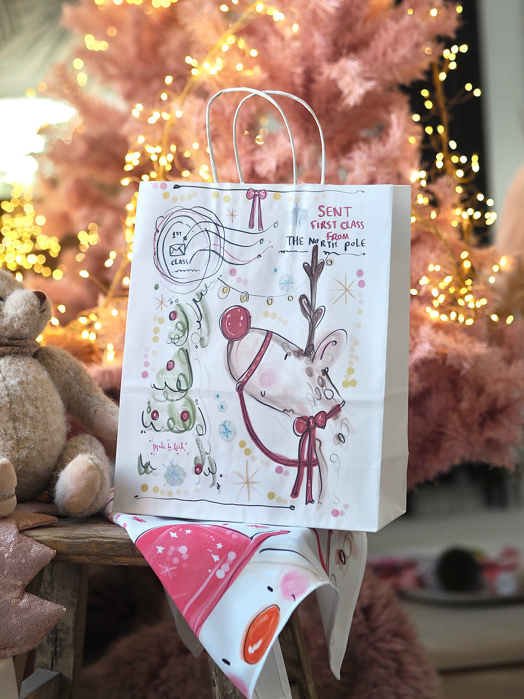 First Class Reindeer Large Paper Gift Bag
