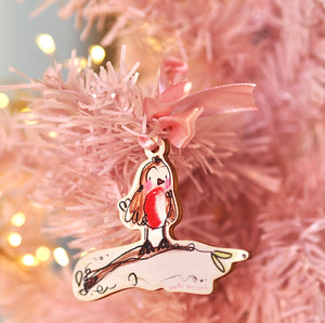 Wooden Hanging Ornament, The Robin