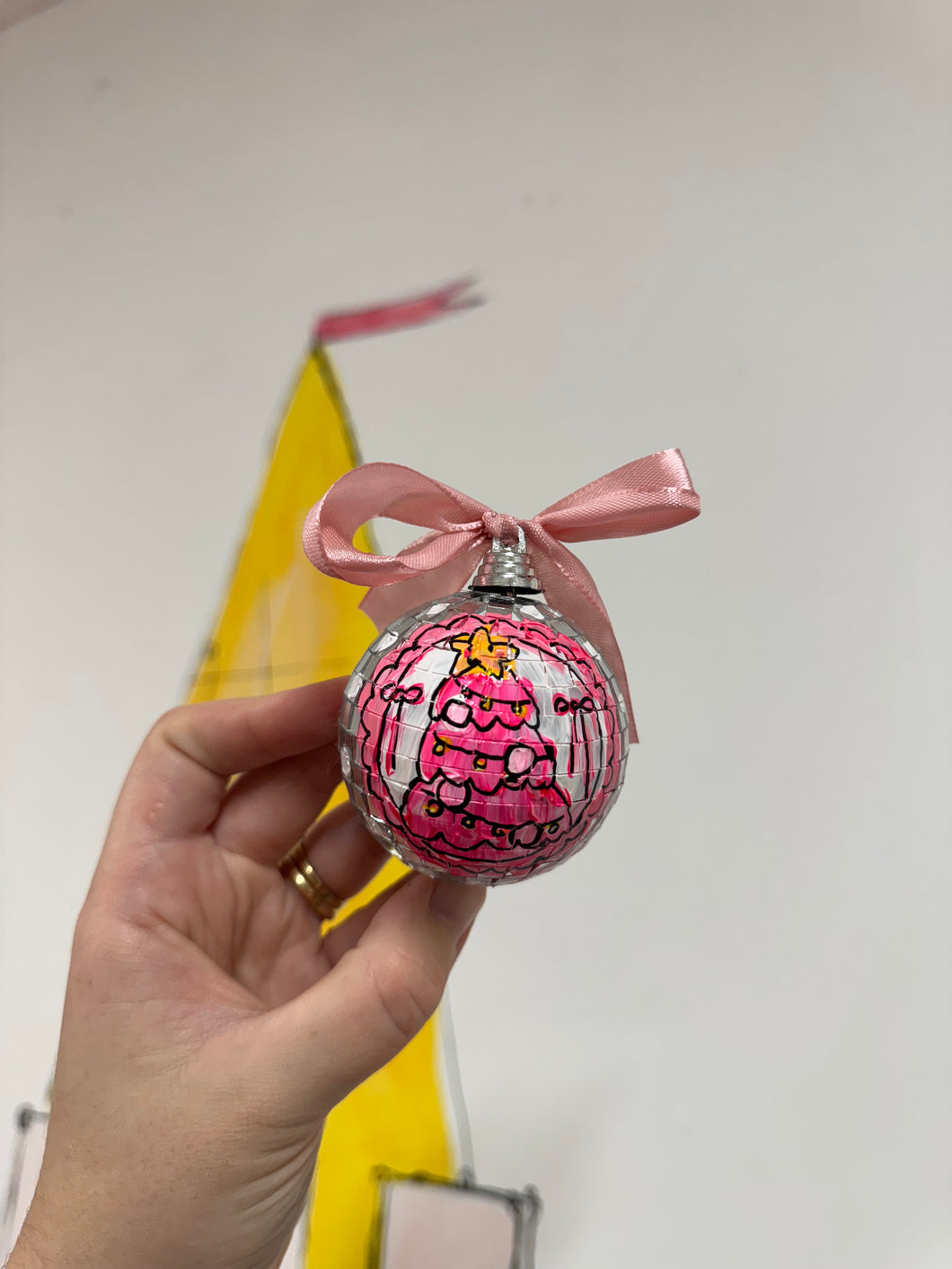 Disco Ball Hanging Bauble ‘Pink Tree’