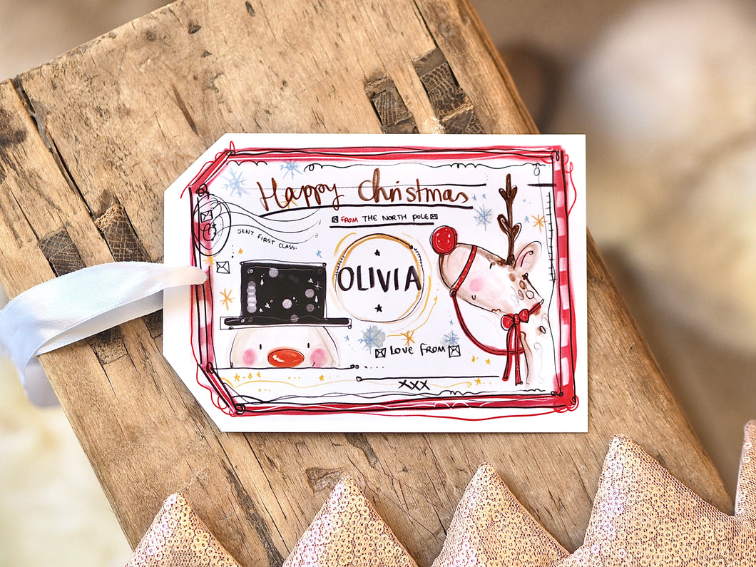 Personalised Red Christmas Gift Tag