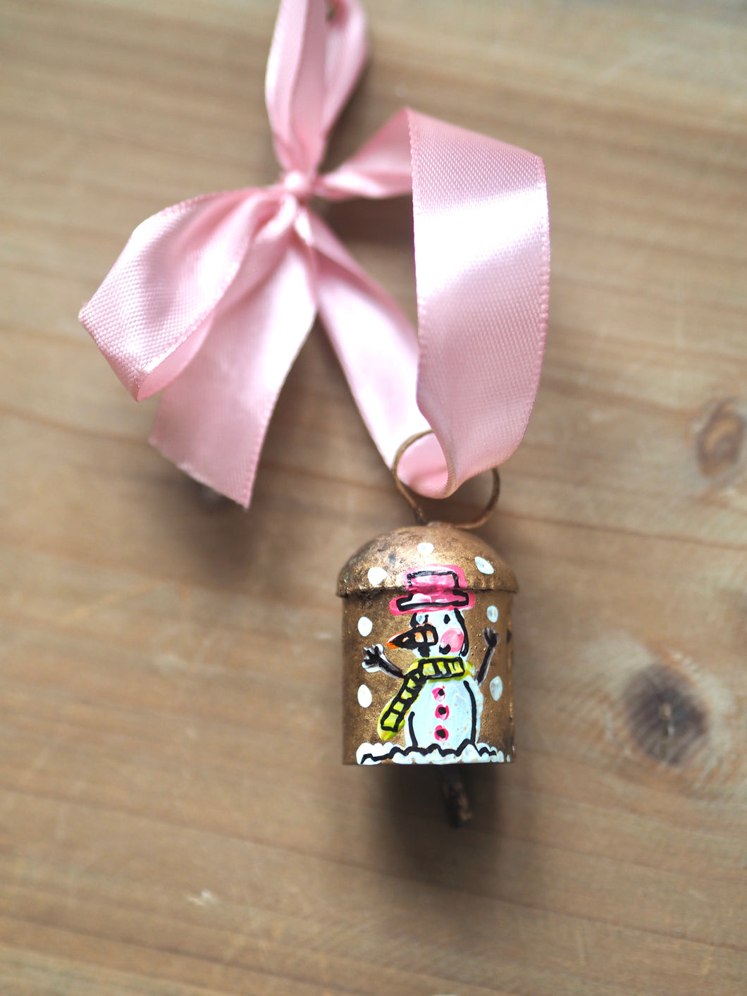 Hand Painted Dinky Brass Bell ‘Snowman’