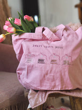 Load image into Gallery viewer, Luxury Vintage Washed Pink Tote ‘Cookies- Sweet Treats Inside’
