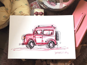 Adventure Pink Car Art Print