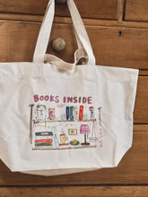 Load image into Gallery viewer, XL ‘BOOKS INSIDE’ Tote Bag
