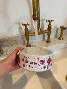 The Personalised Berries Dog Bowl