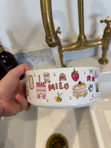 The Personalised Cute Doodles Dog Bowl