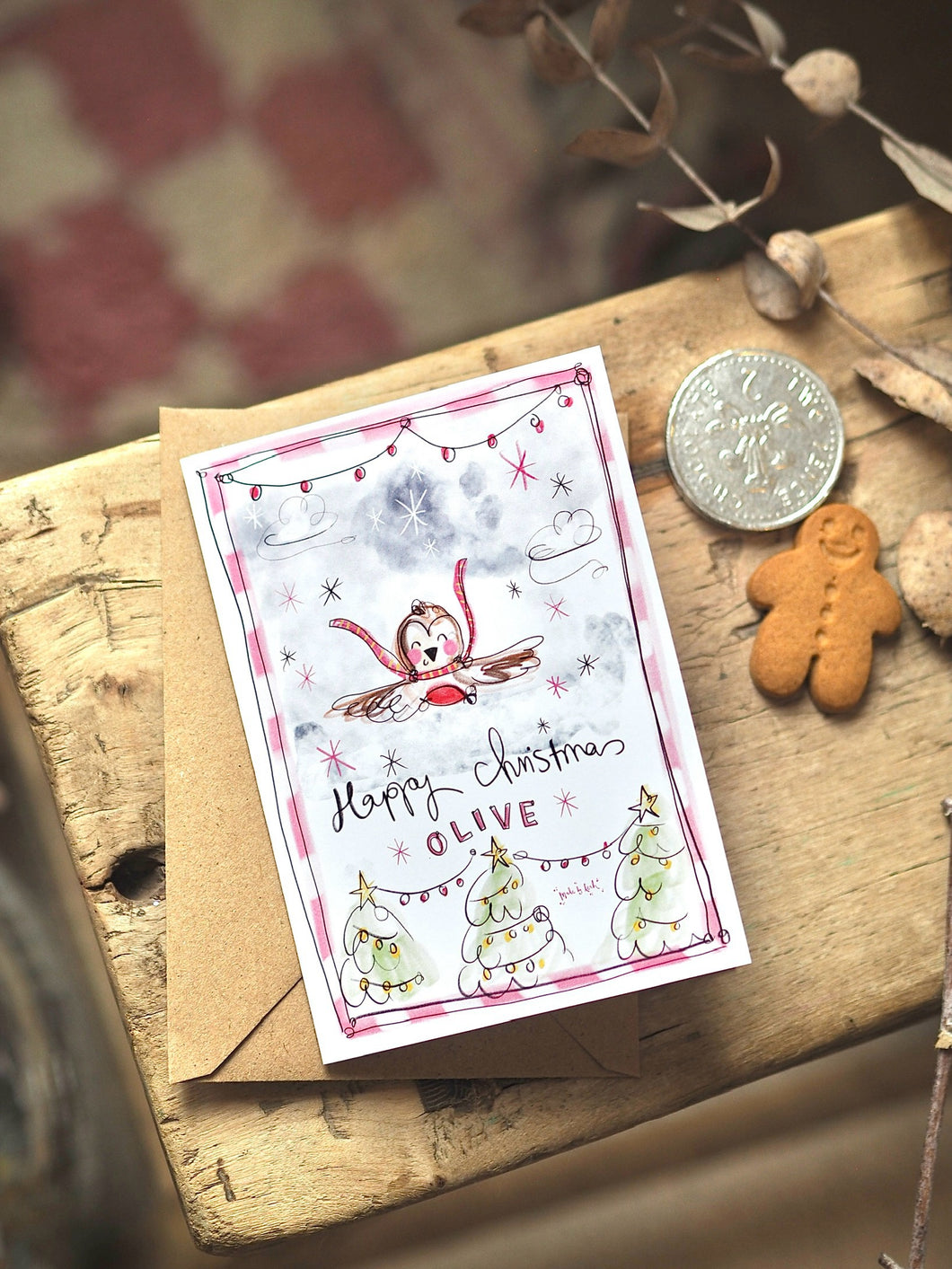 Personalised Christmas Robin Card