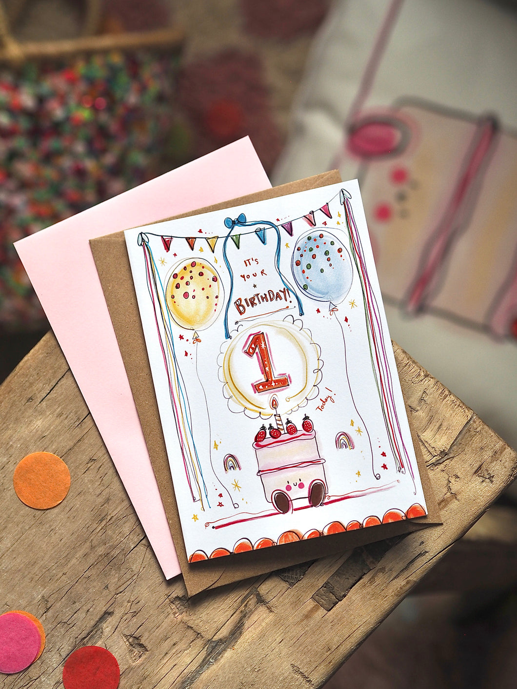 Cute Colourful Cake Age Greeting Card