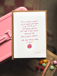 “You’re going to school!” Card