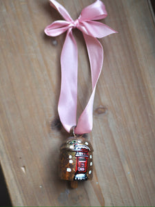 Hand Painted Brass Bell 11 ‘Snowy Postbox’