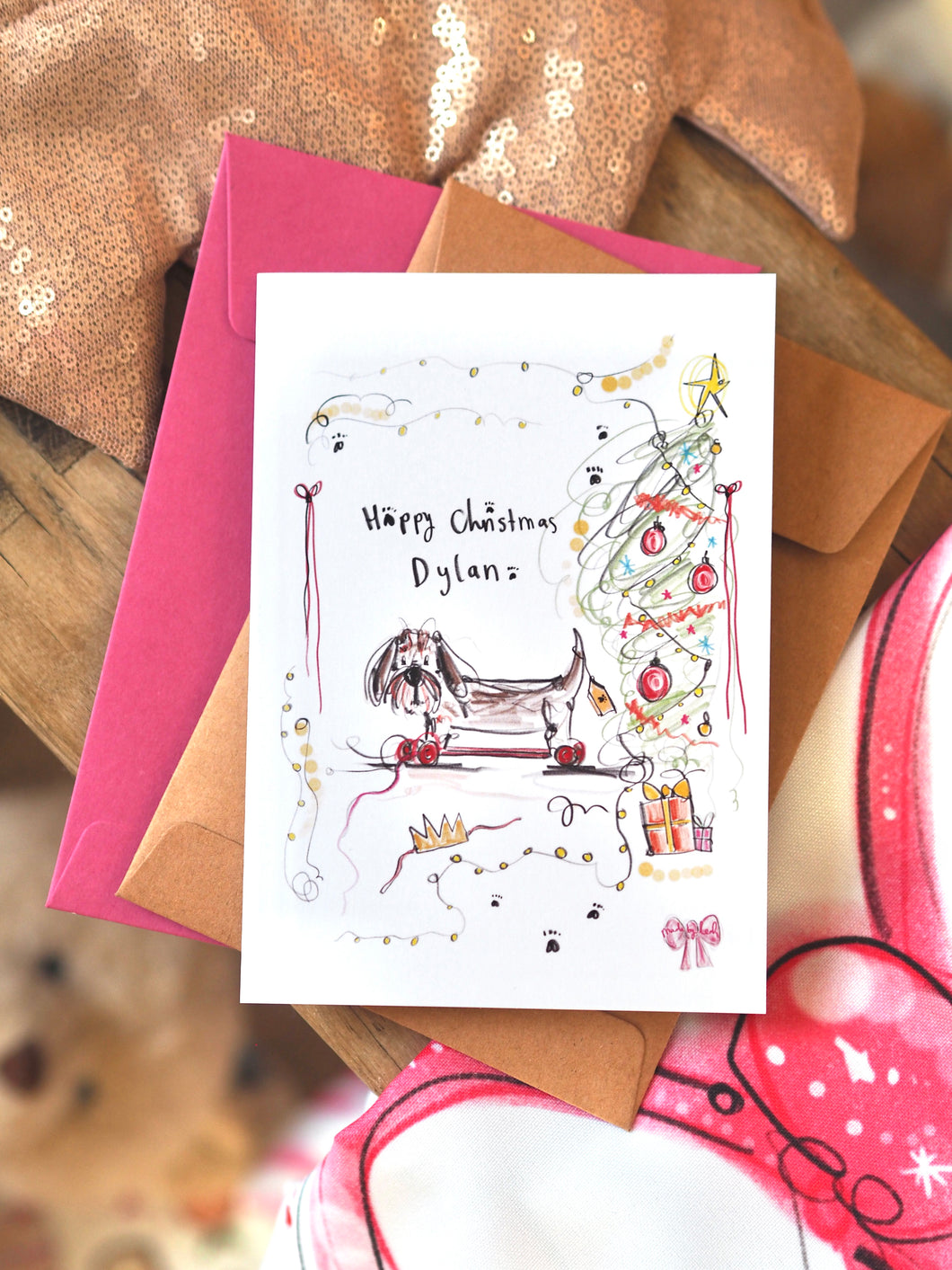 Personalised Christmas Toy Dog Card