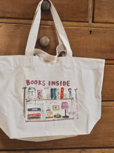 Load image into Gallery viewer, XL ‘BOOKS INSIDE’ Tote Bag
