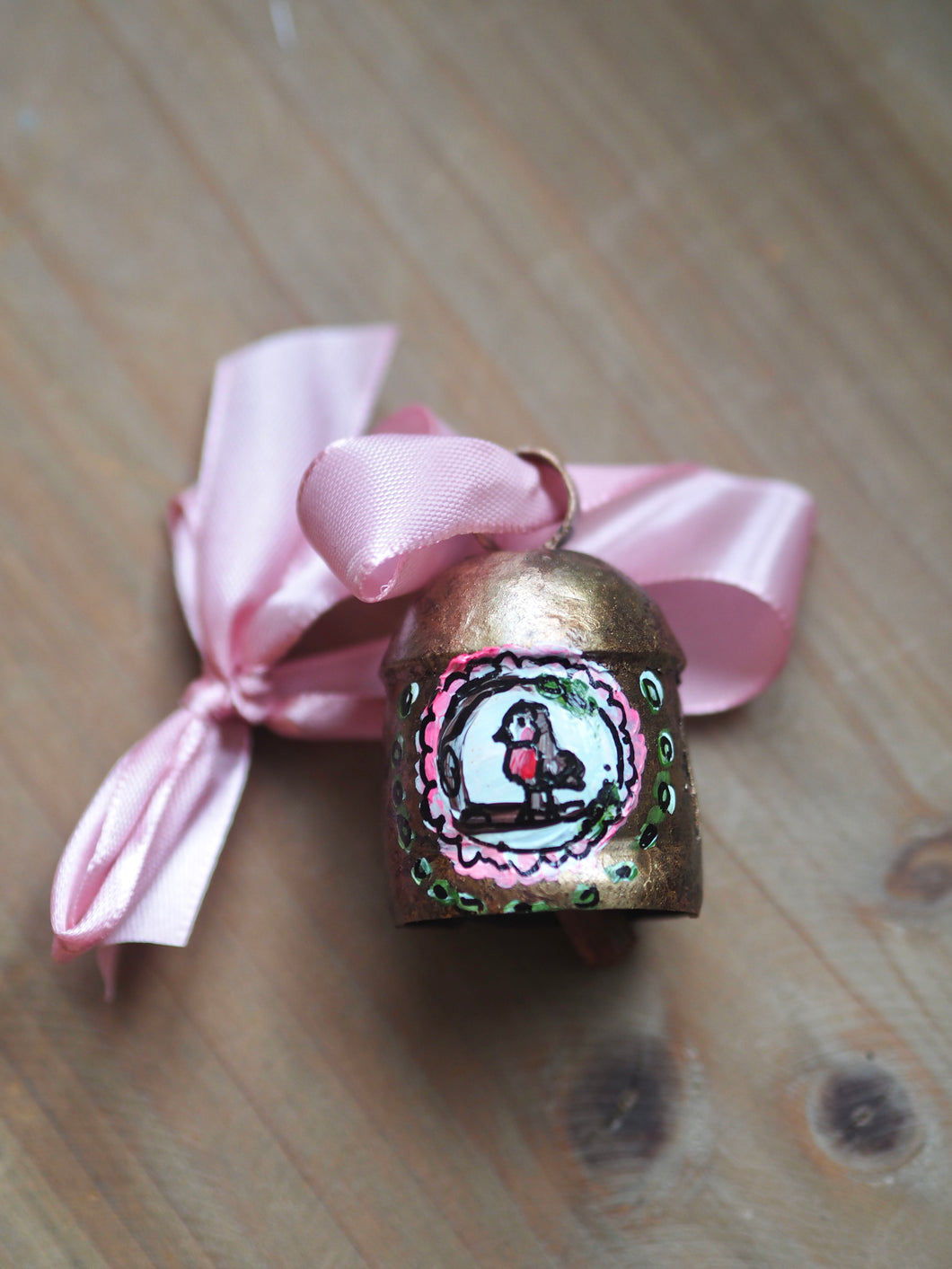 Hand Painted Brass Bell 14 ‘Robin’