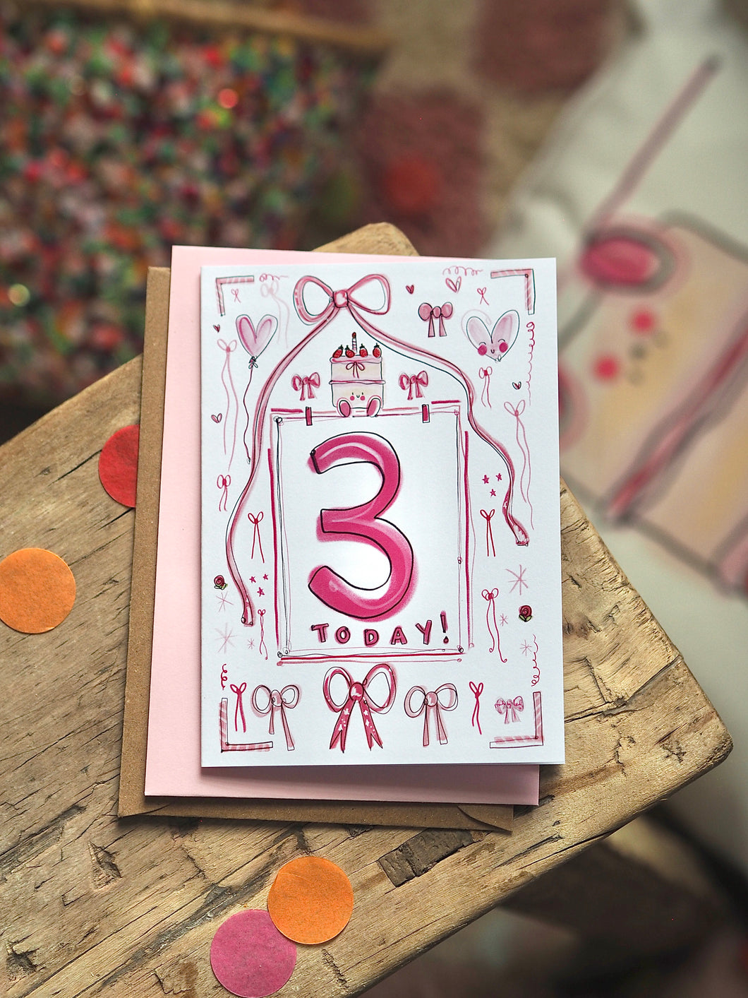 Bows And Hearts Cake Age Greeting Card