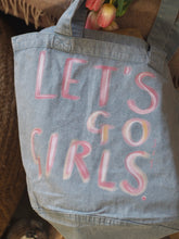 Load image into Gallery viewer, Luxury Vintage Washed Blue Denim Tote ‘Let’s Go Girls’
