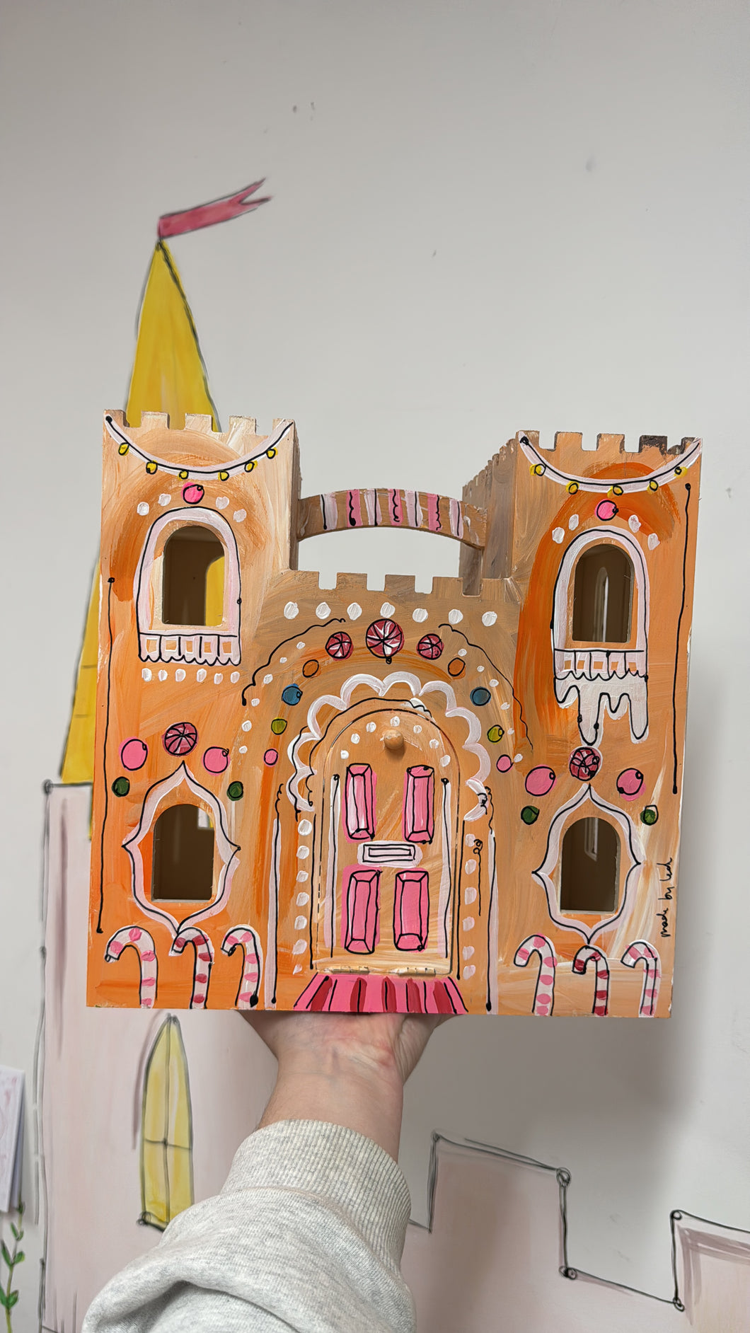 The Hand Painted Wooden Castle Dolls House ‘The Gingerbread Castle’