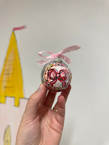 Disco Ball Hanging Bauble 24 ‘big red bow’