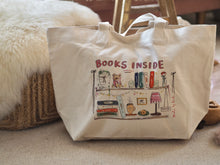 Load image into Gallery viewer, XL ‘BOOKS INSIDE’ Tote Bag
