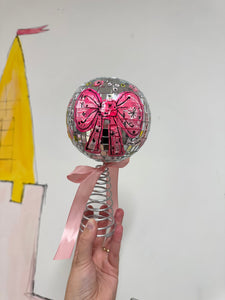 The Made by Leah Disco Tree Topper Smaller ‘BIG pink bow’