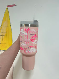 Hand Painted 40oz Tumbler 2 “Clouds & Bows”