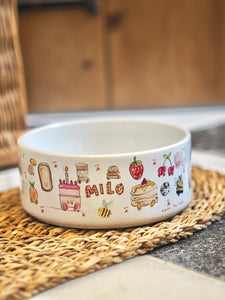The Personalised Cute Doodles Dog Bowl