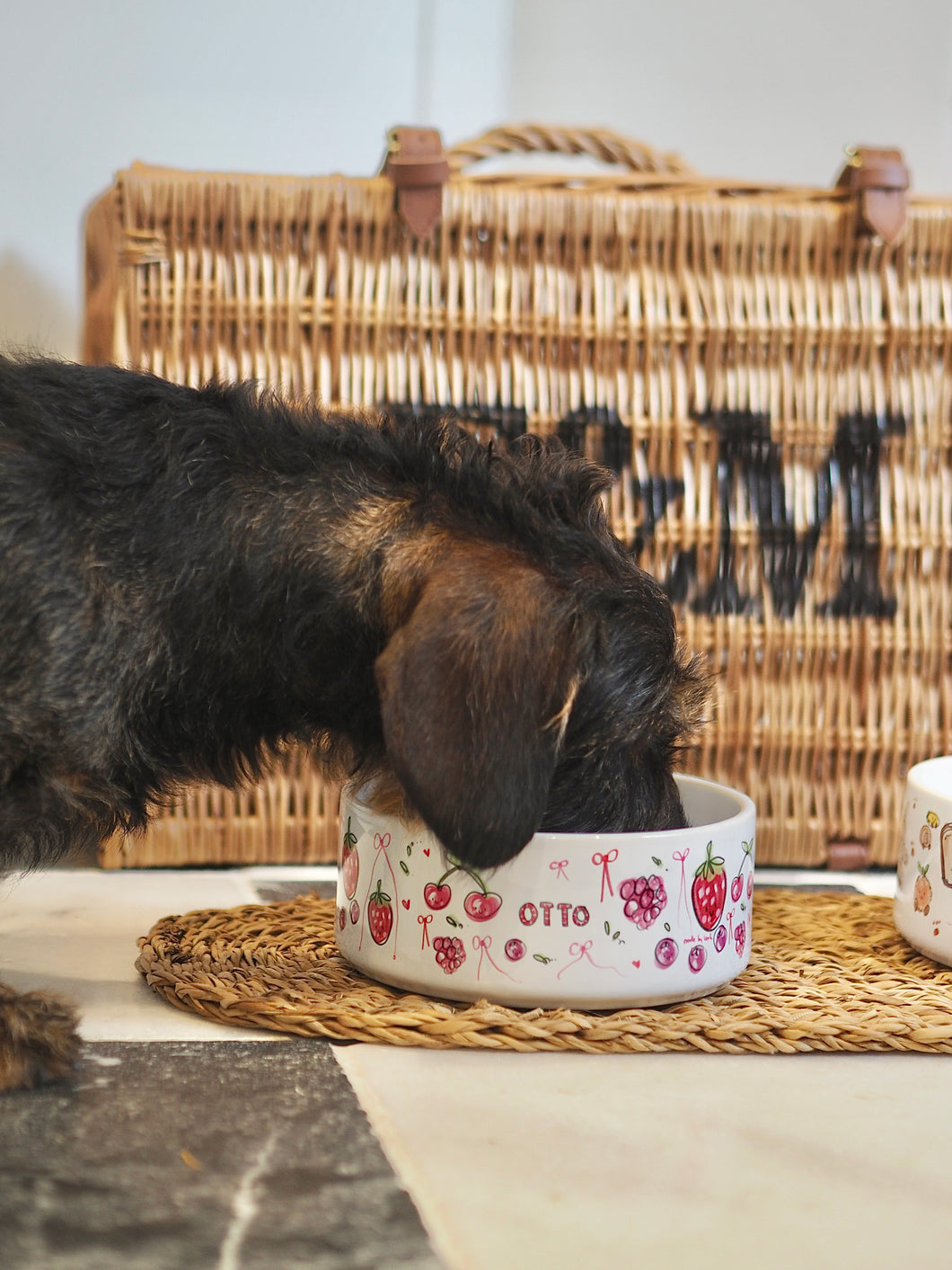 The Personalised Berries Dog Bowl